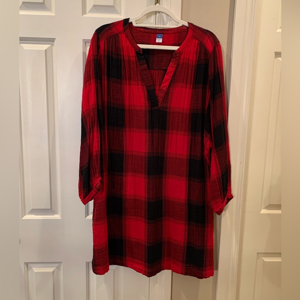 Old Navy Red and Black Buffalo Plaid Dress Size XL